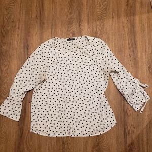 PaperMoon White Polka Dot Long Sleeve Blouse